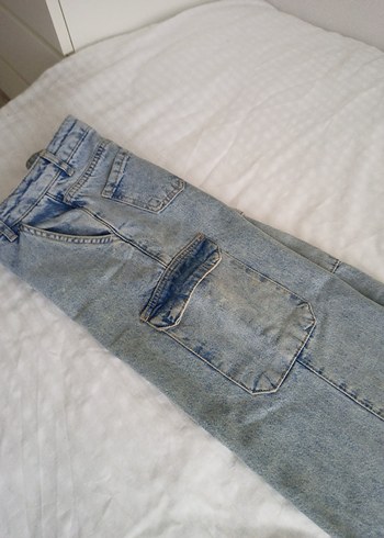 Gri Midi Geniş Kesim Denim Kadın Pantolon - Görsel 4