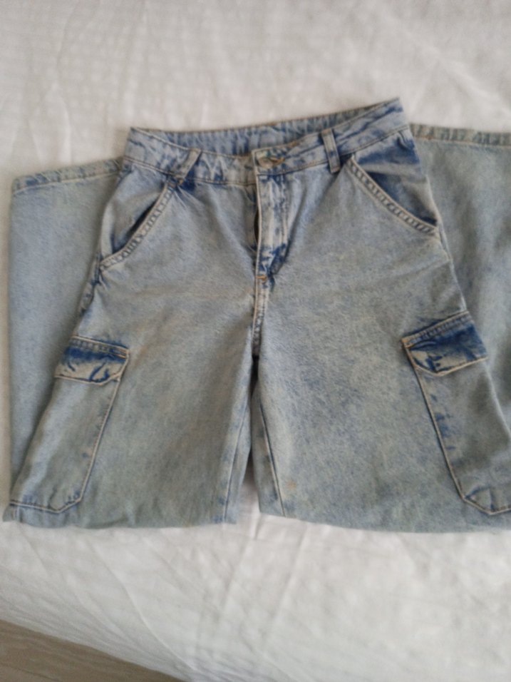 Gri Midi Geniş Kesim Denim Kadın Pantolon - Görsel 5