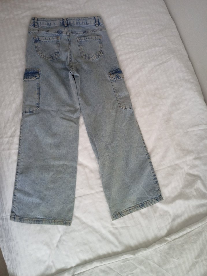 Gri Midi Geniş Kesim Denim Kadın Pantolon - Görsel 3