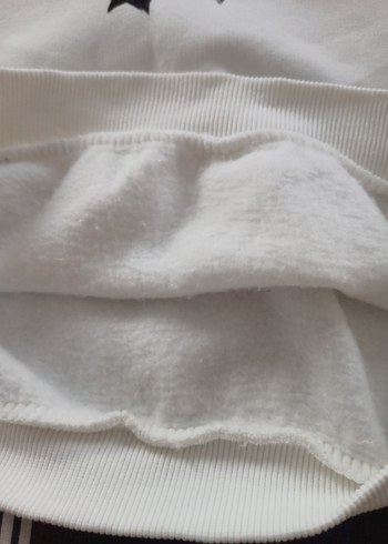 Beyaz Pamuklu Fiyonk Baskılı Sweatshirt - Görsel 4