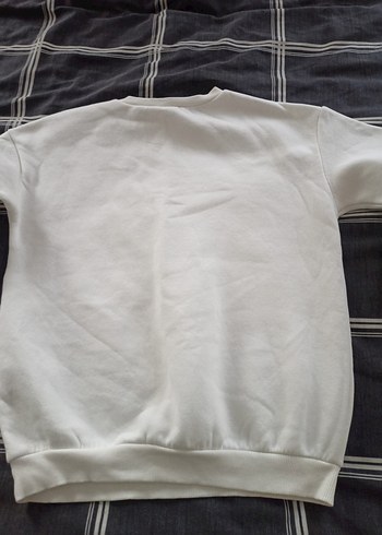 Beyaz Pamuklu Fiyonk Baskılı Sweatshirt - Görsel 3