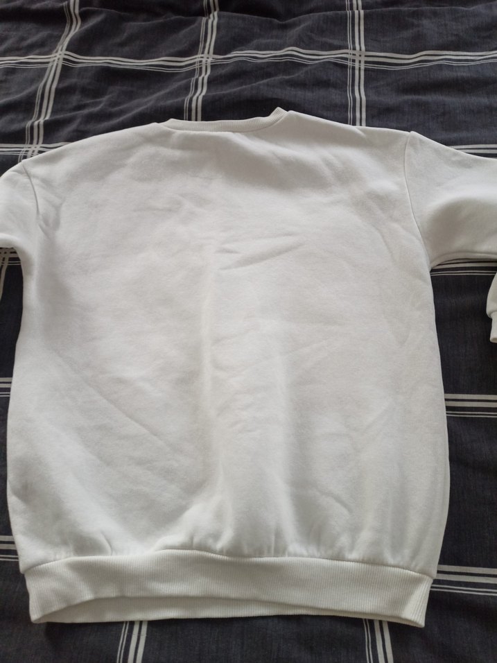 Beyaz Pamuklu Fiyonk Baskılı Sweatshirt - Görsel 3