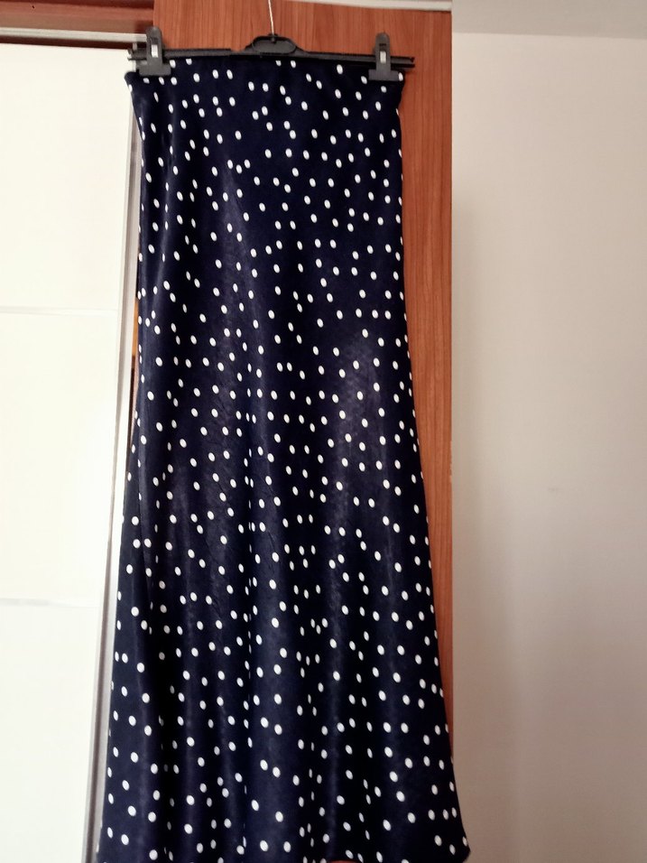 Lacivert Puanlı Uzun Büzgülü Etek teklifsiz fiyat - Görsel 4