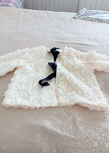 Nakışlı Beyaz kadın hırka yazlık papyonlu - Görsel 5