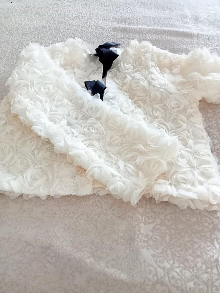 Nakışlı Beyaz kadın hırka yazlık papyonlu - Görsel 2