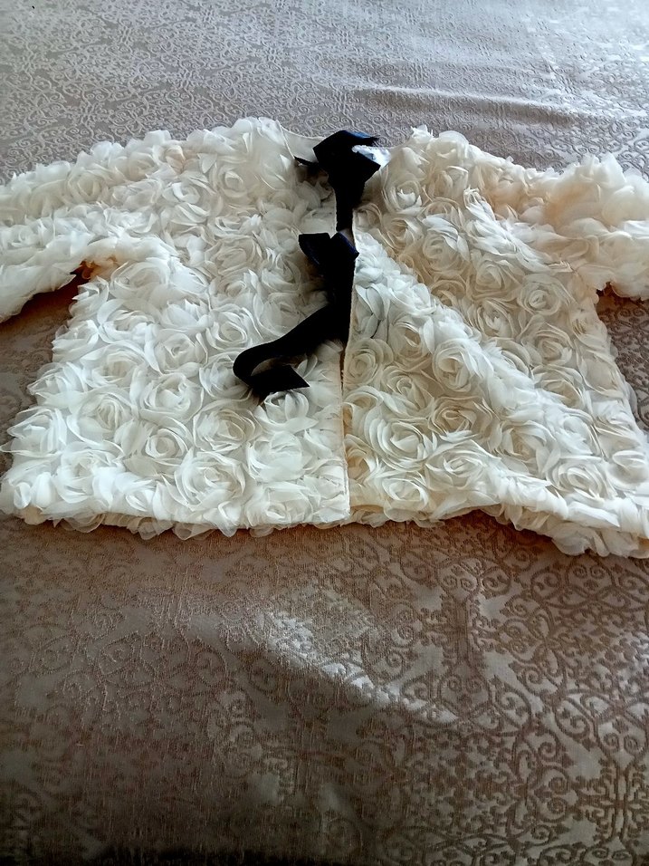 Nakışlı Beyaz kadın hırka yazlık papyonlu - Görsel 4