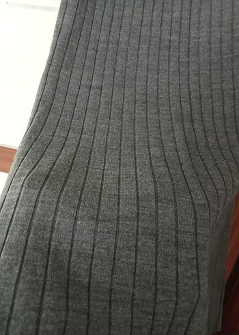 Gri Triko Uzun Kollu Kadın Elbise 40 beden uyumlu - Görsel 3