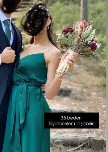 Yeşil Straplez Uzun Bohem Nişan Elbisesi