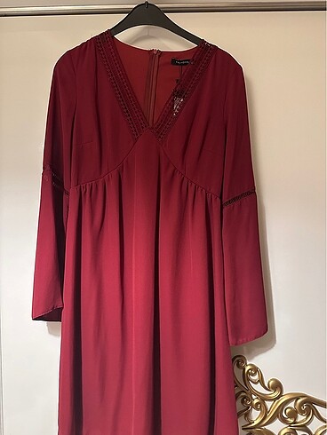 Bordo şifon elbise