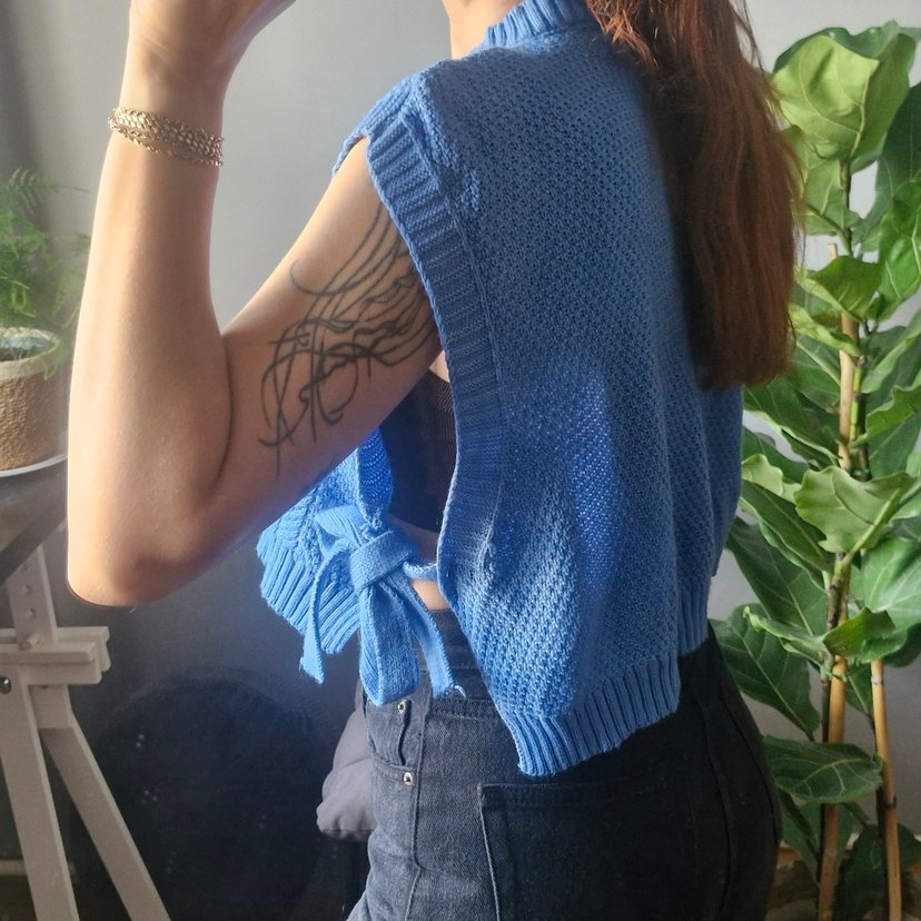 Mavi Örgü Süveter - Görsel 2