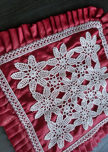 Vintage Dantelli Kırlent Yastık Kılıfı - Görsel 2