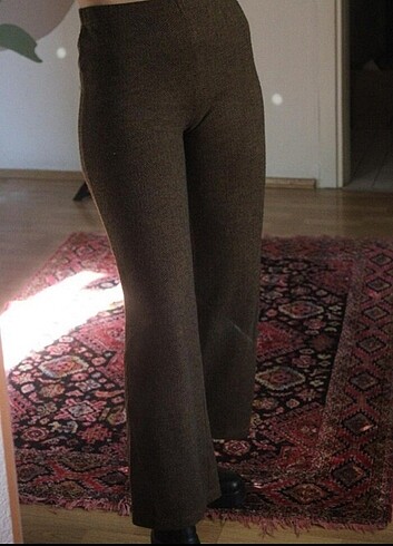 36 Beden kahverengi Renk İspanyol Paça Kışlık Vintage Pantolon