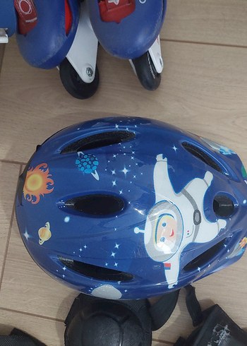 Mavi Astronot Desenli Çocuk Kaskı - Görsel 6