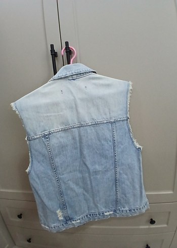 Batik Mavi Denim Düğmeli Kolsuz Yelek