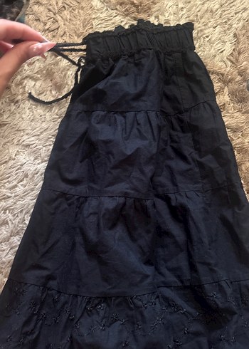 Volanlı Siyah Midi Hamile Etek - Görsel 2