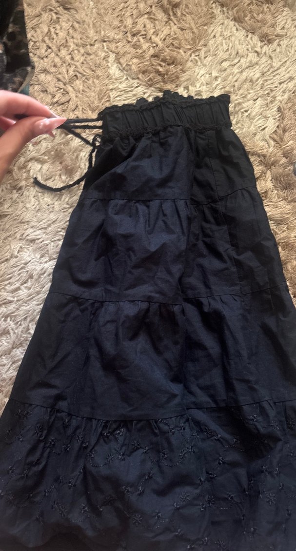 Volanlı Siyah Midi Hamile Etek - Görsel 2