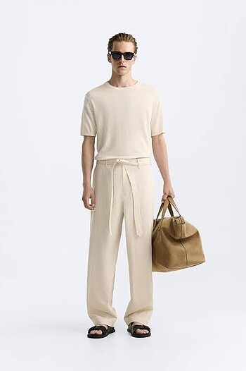 Zara Kemerli Keten Pantolon