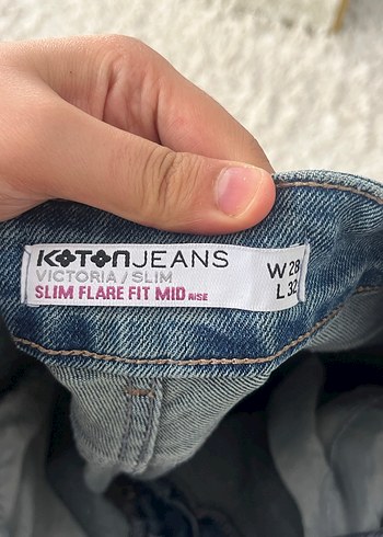 Kadın Gri Mavi Bağlama Desenli Normal Kesim Kot - Görsel 2