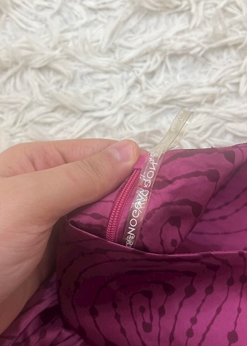 Mor Bağlama Desenli Pilili Midi Etek - Görsel 2