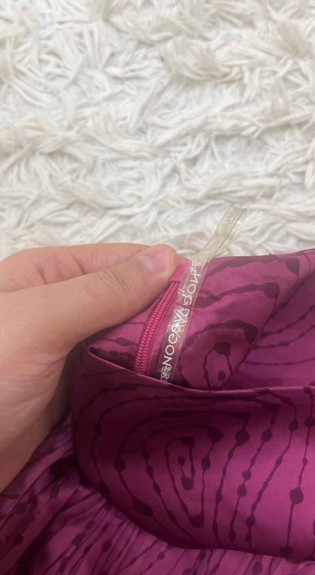 Mor Bağlama Desenli Pilili Midi Etek - Görsel 2