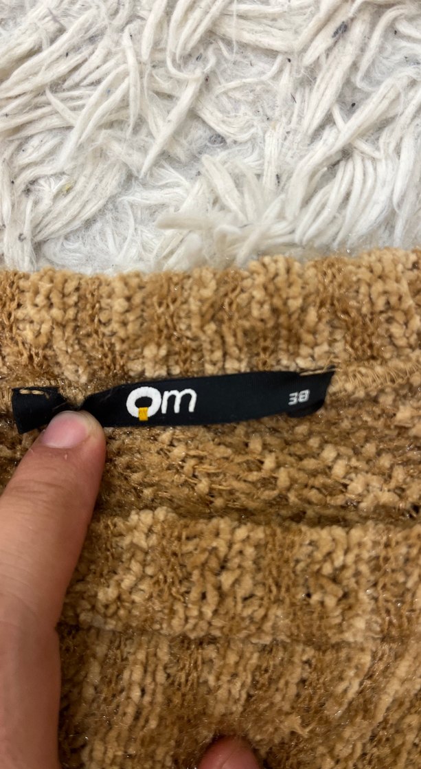 Bohem Tarzı Örgü Kadın Kazak, Kısa, Kahverengi - Görsel 2