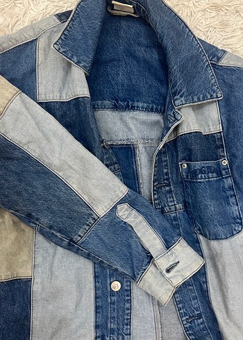 Düğmeli Kadın Kot Ceket, Rahat Kesim, Midi Boy - Görsel 2