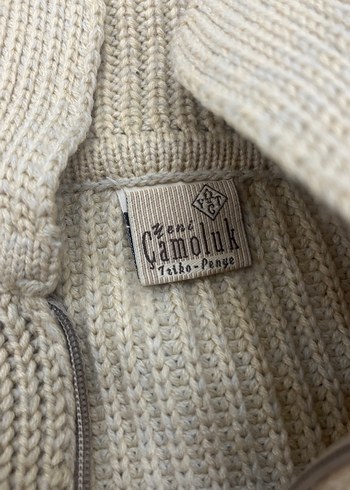 Bej Örgü Kadın Kazak Yüksek Yaka - Görsel 2