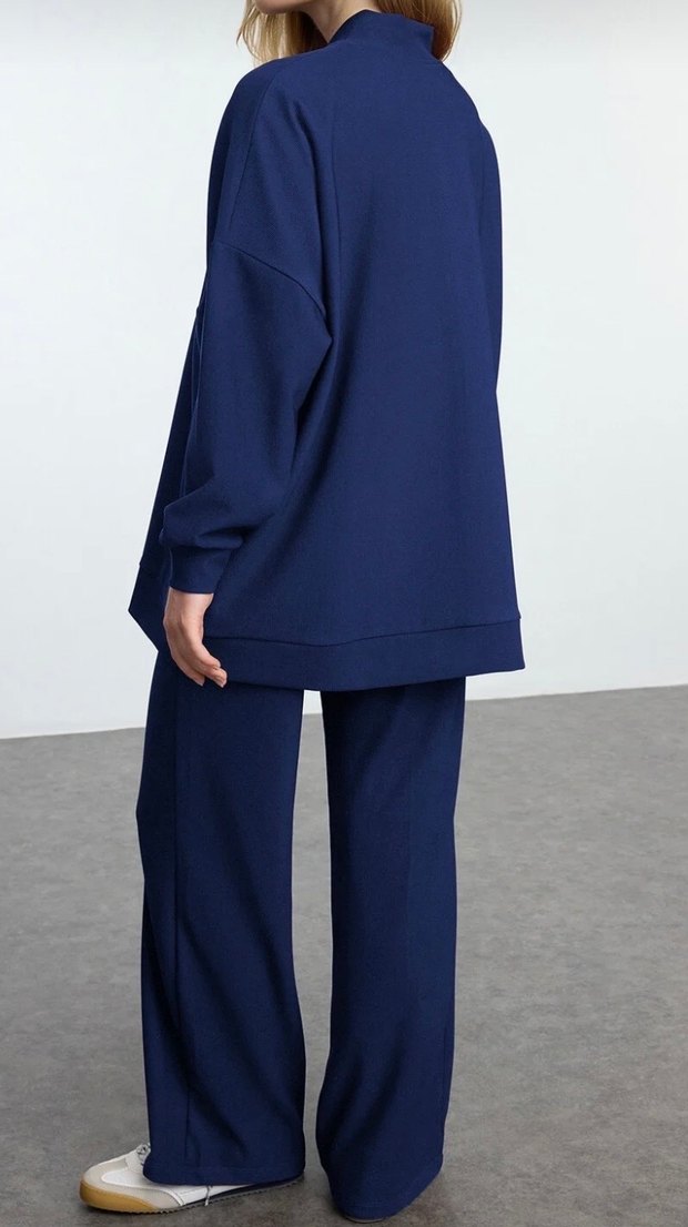 Kadın Lacivert Oversize Eşofman Takımı - Görsel 4