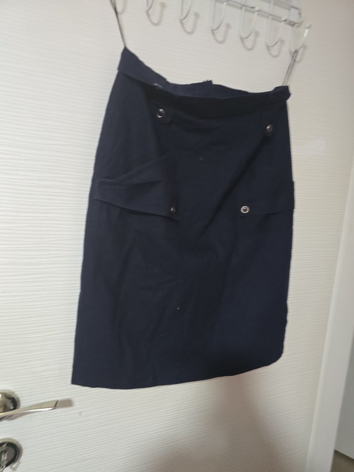 Kemer Detaylı Lacivert Hamile Midi Etek - Görsel 3