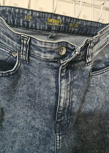 Düğmeli Bağlama Desenli Street Style Kadın Kot Pantolon - Görsel 3