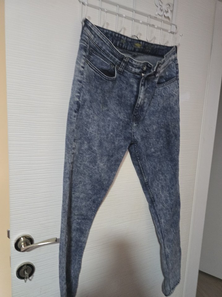 Düğmeli Bağlama Desenli Street Style Kadın Kot Pantolon - Görsel 4