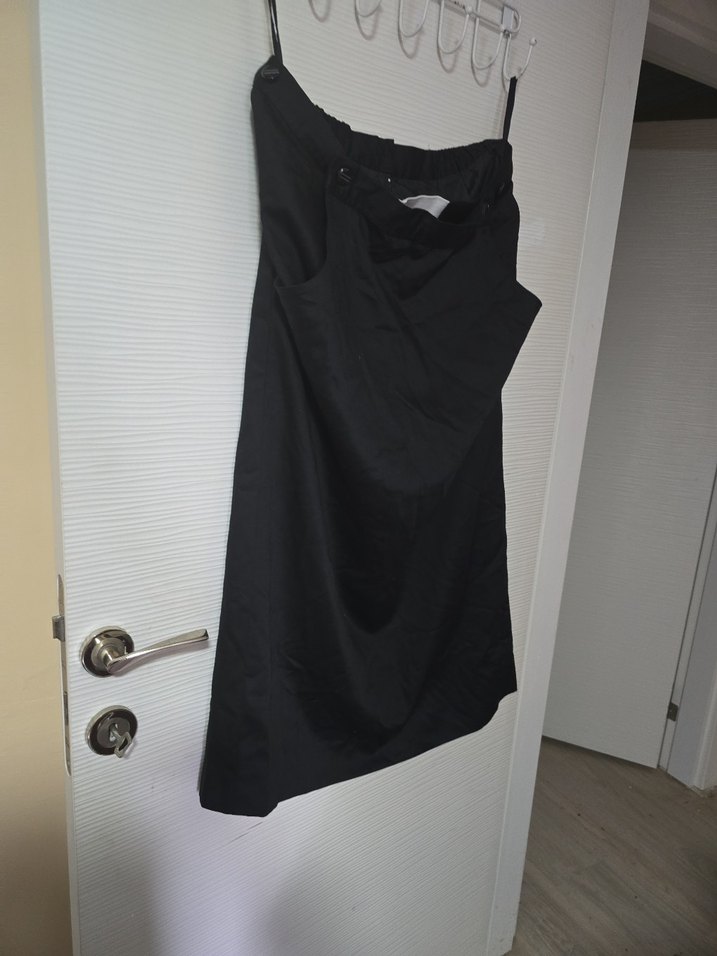 Siyah Midi Hamile Eteği, Salaş ve Drapeli - Görsel 3