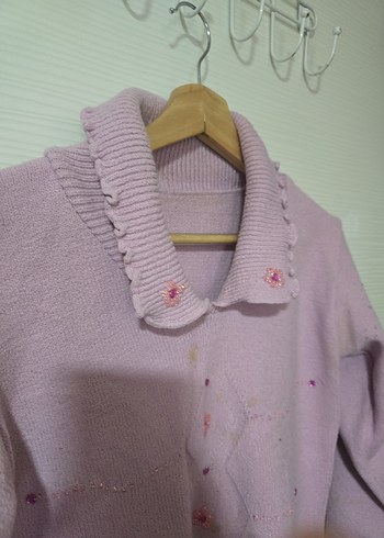 Mor Balıkçı Yaka Kadın Triko Kazak - Görsel 3