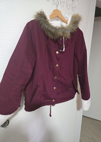Kürklü Bordo Kadın Kışlık Mont - Görsel 4