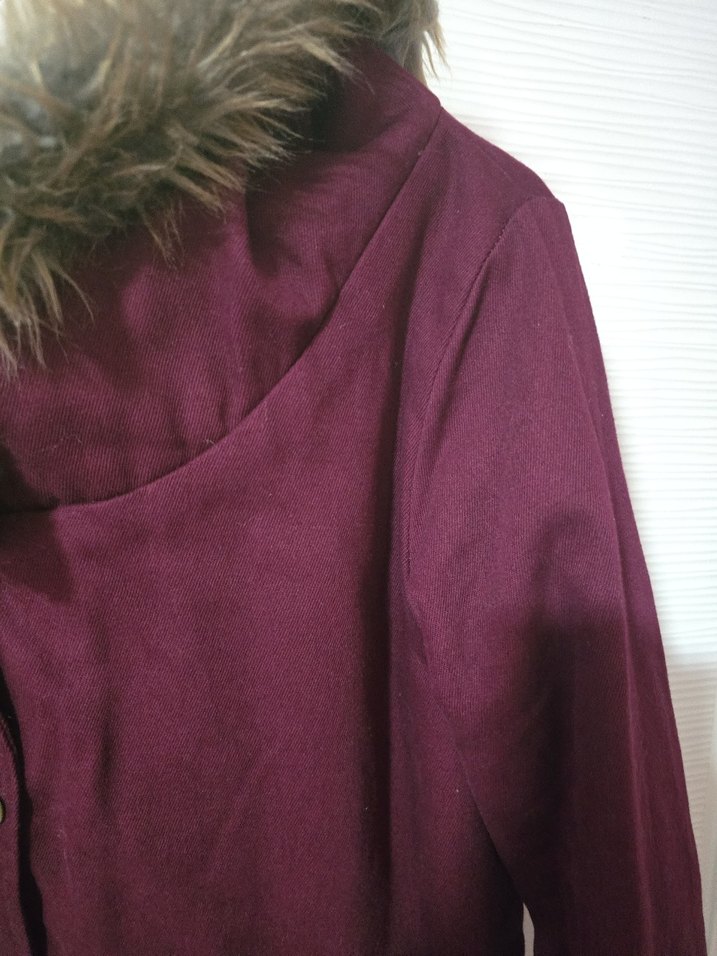 Kürklü Bordo Kadın Kışlık Mont - Görsel 2