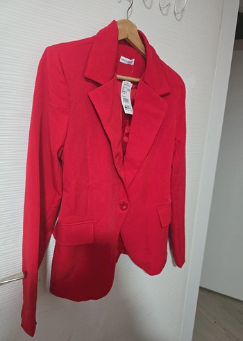 Kırmızı Kadın Düğmeli Blazer Ceket - Görsel 4