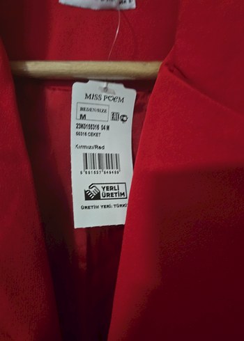 Kırmızı Kadın Düğmeli Blazer Ceket - Görsel 3