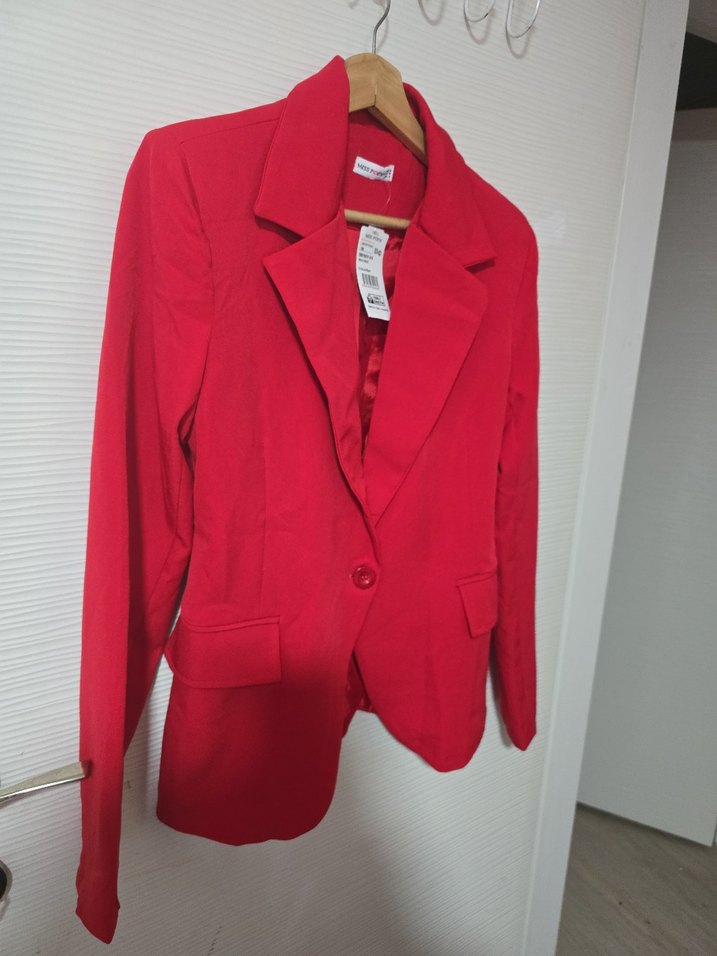 Kırmızı Kadın Düğmeli Blazer Ceket - Görsel 4