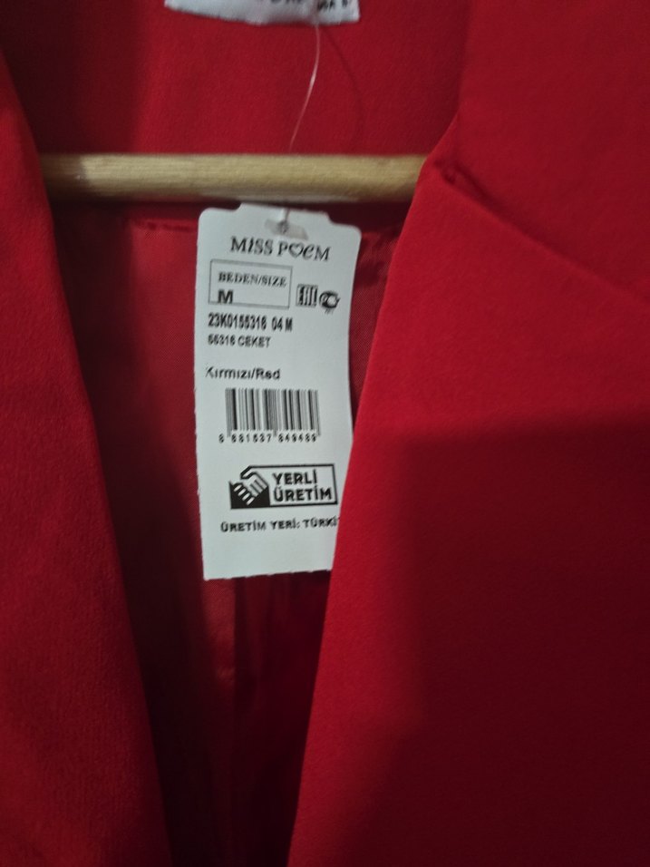 Kırmızı Kadın Düğmeli Blazer Ceket - Görsel 3