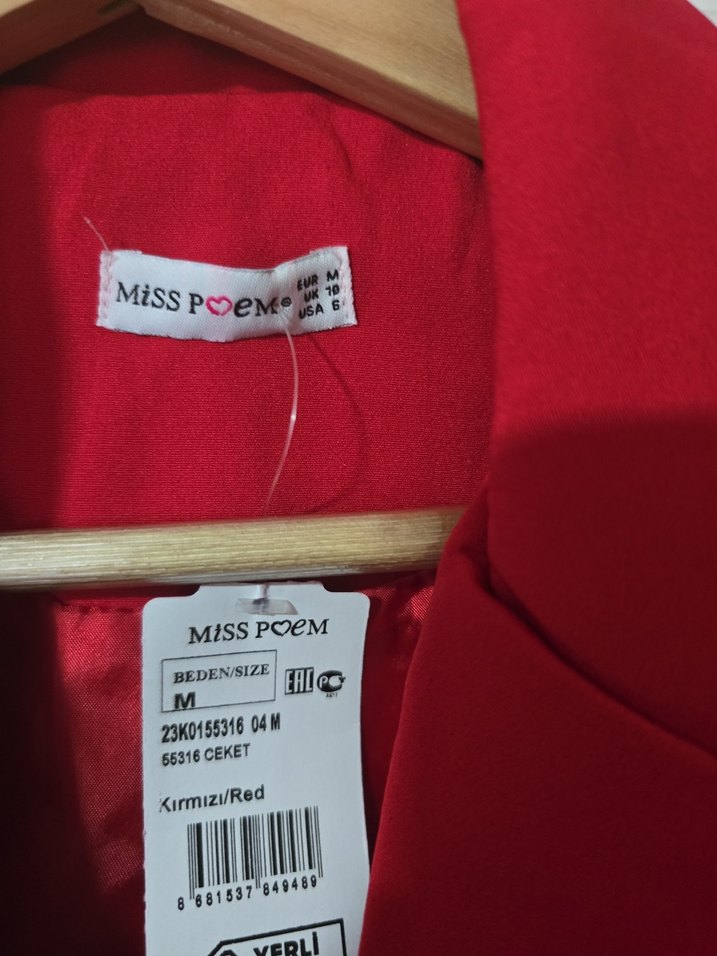 Kırmızı Kadın Düğmeli Blazer Ceket - Görsel 2
