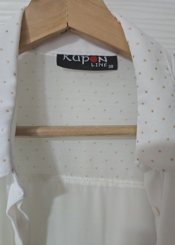 Düğmeli Beyaz Keten Kadın Gömlek - Görsel 4