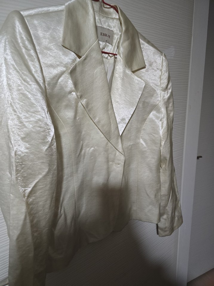 Beyaz Parlak Kadın Blazer Ceket - Görsel 2