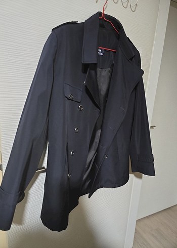 Düğmeli Lacivert Erkek Trençkot - Görsel 4