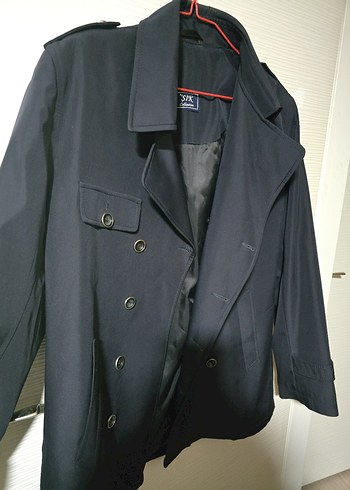 Düğmeli Lacivert Erkek Trençkot - Görsel 2