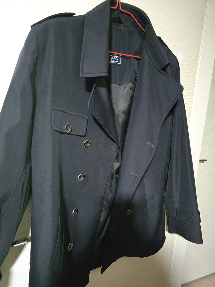 Düğmeli Lacivert Erkek Trençkot - Görsel 2