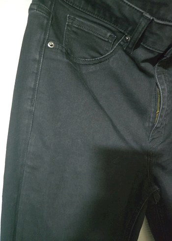 Düğmeli Siyah Midi Denim Kadın Jean - Görsel 2