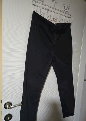 Düğmeli Siyah Midi Denim Kadın Jean - Görsel 4