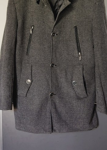 Düğmeli Gri Midi Erkek Kaşe Kaban - Görsel 5