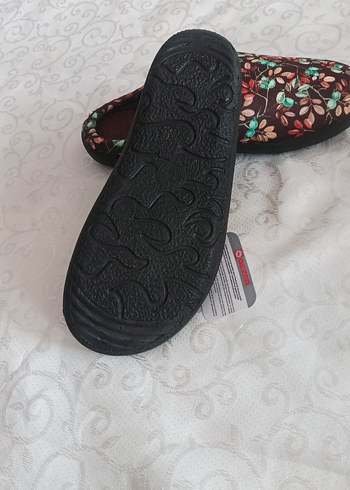 Gezer marka halı terliği Kahverengi Desenli Kadın Terlikler - Görsel 2