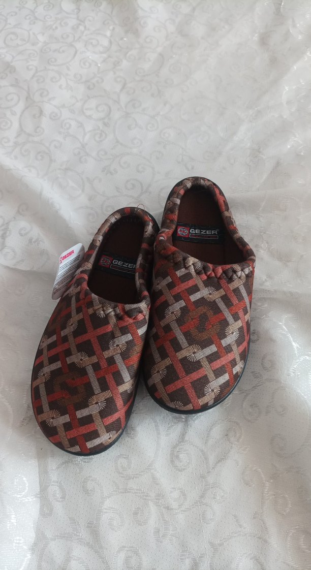 Gezer marka halı terliği Kahverengi Bağlamalı Kadın Ev Terliği - Görsel 3